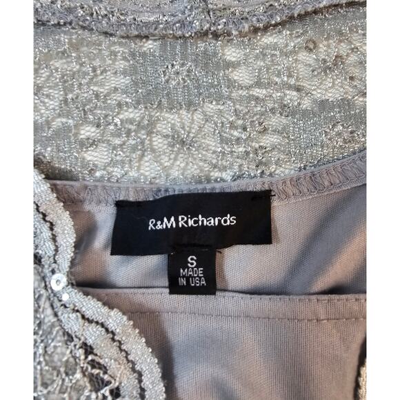 Purple grey faux wrap lace long sleeve layered blouse S USA made sequin sparkle - Picture 5 of 7